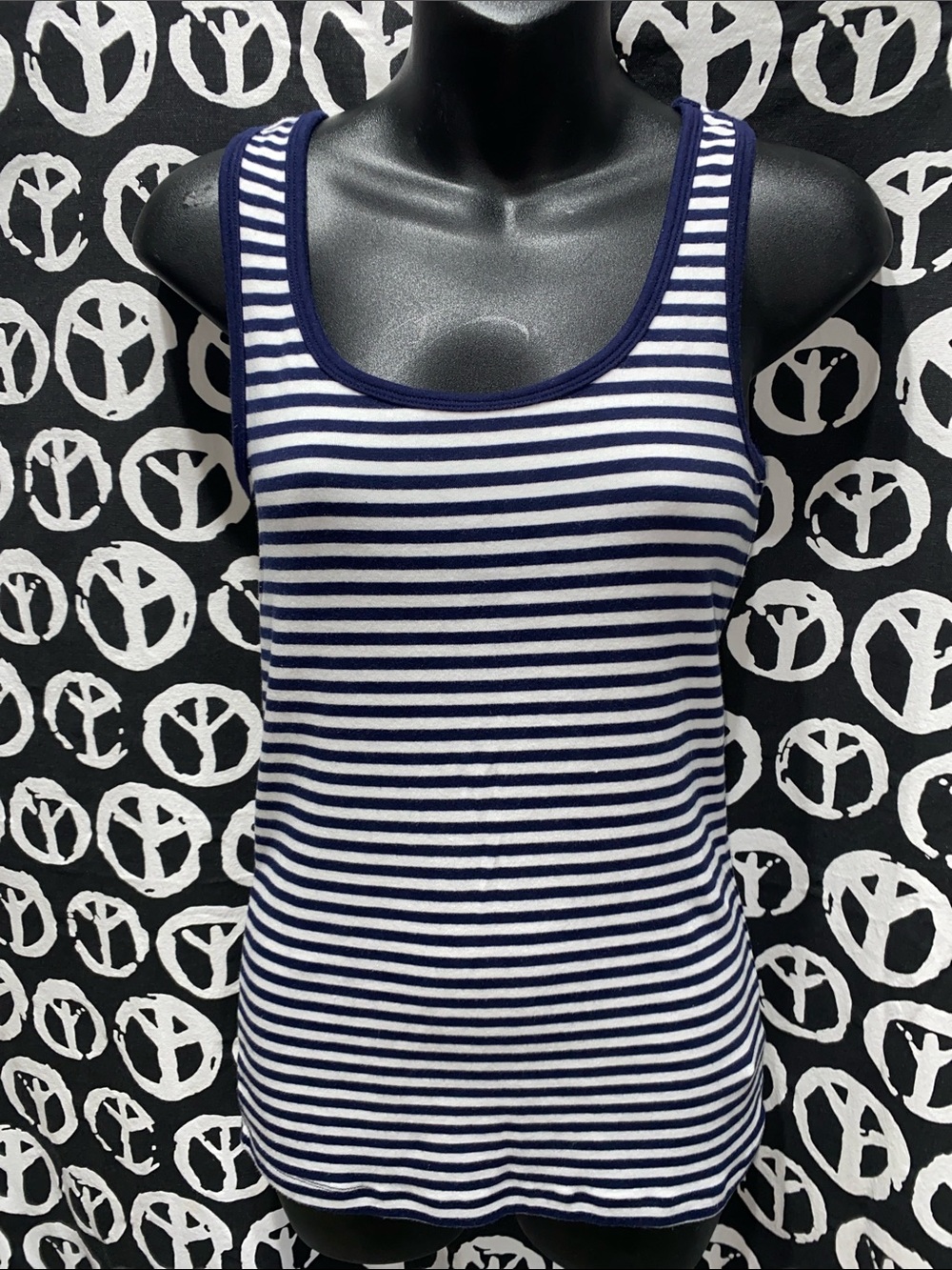 Cynthia Rowley Navy and White Striped Tank SZ M